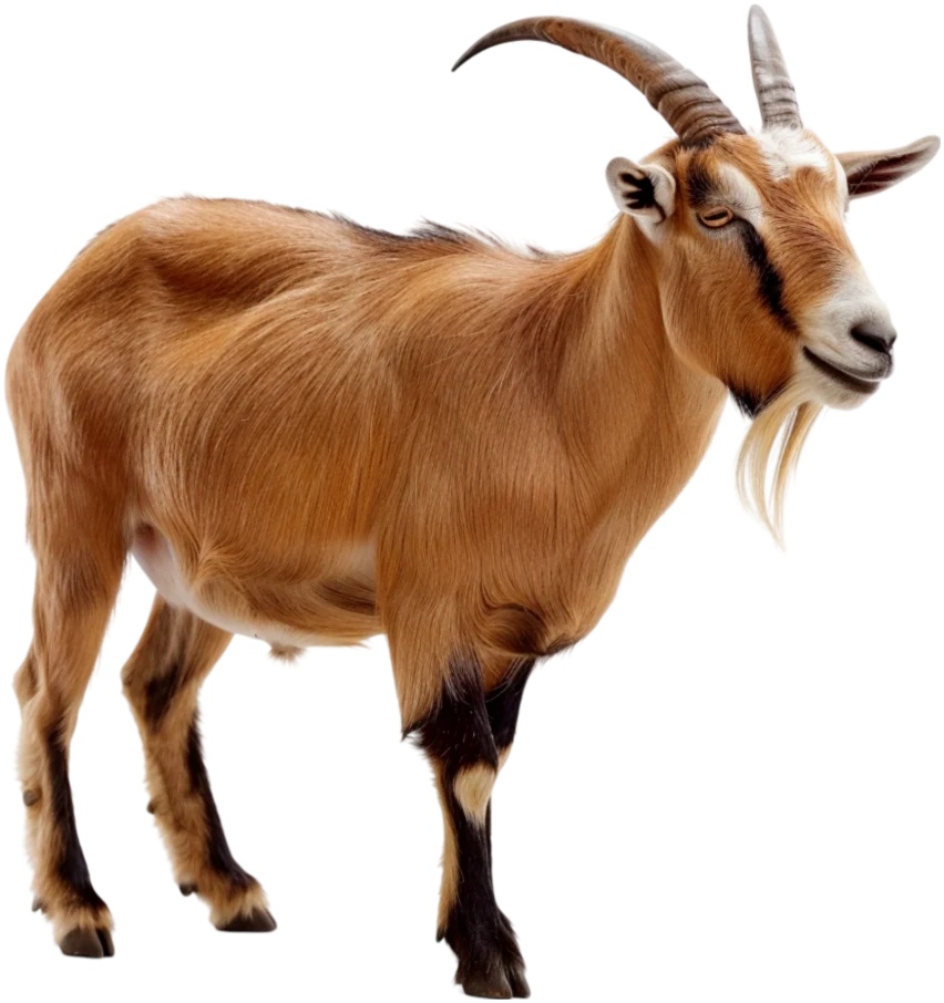 Red goat with long horns