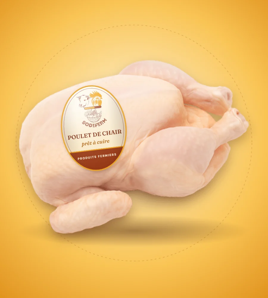 Wrapped ready-to-cook broiler with a SODIFERM label